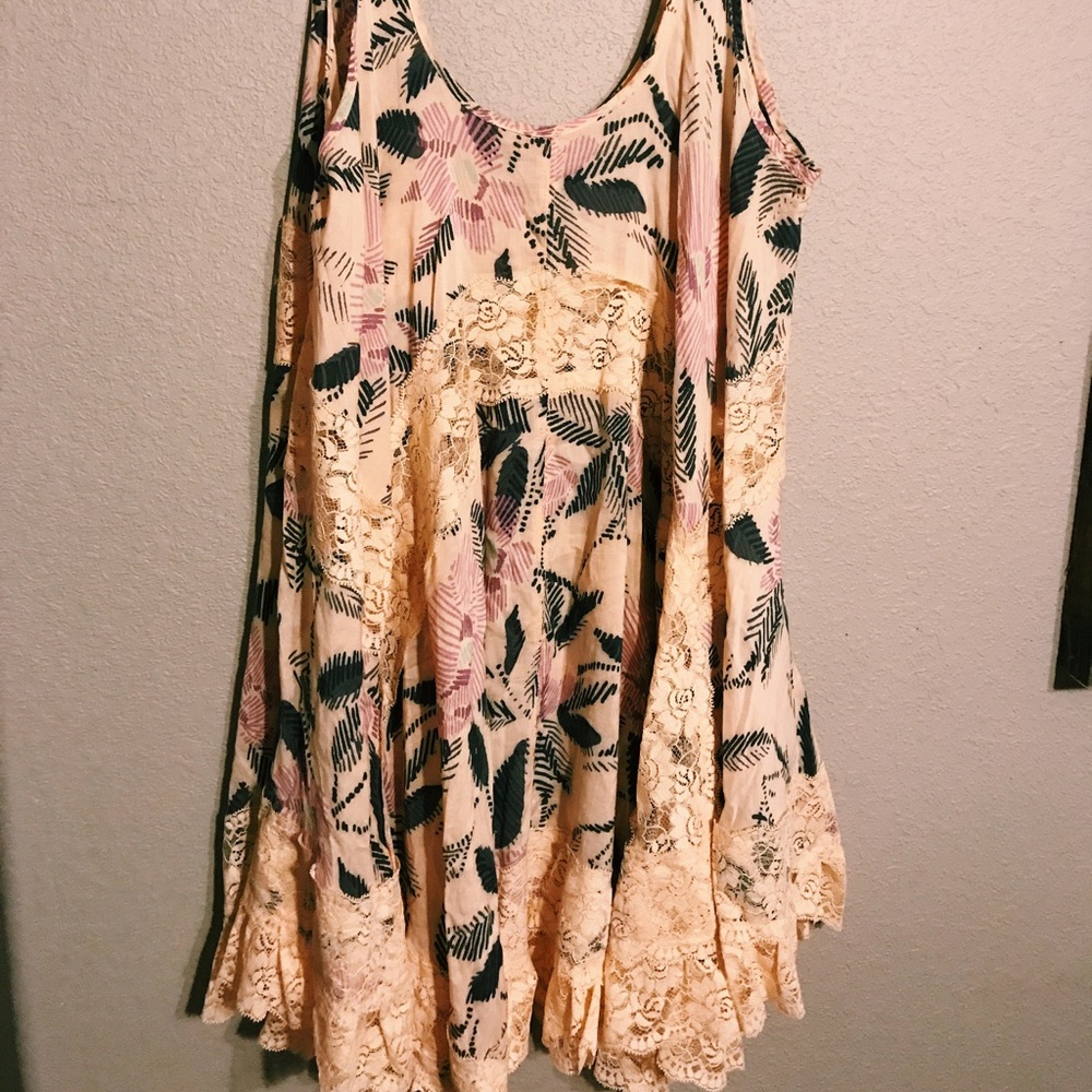 Free People Floral Lace Mini Dress - Pink and Black